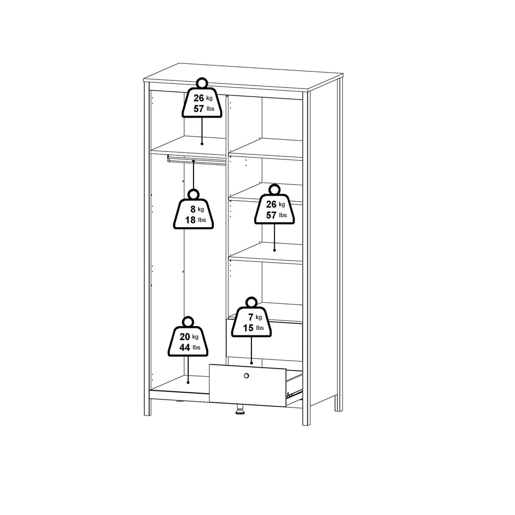 Barcelona Wardrobe with 1 Door 1 Mirror Door 2 Drawers in Matt Black - image 12