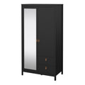 Barcelona Wardrobe with 1 Door 1 Mirror Door 2 Drawers in Matt Black - image 3