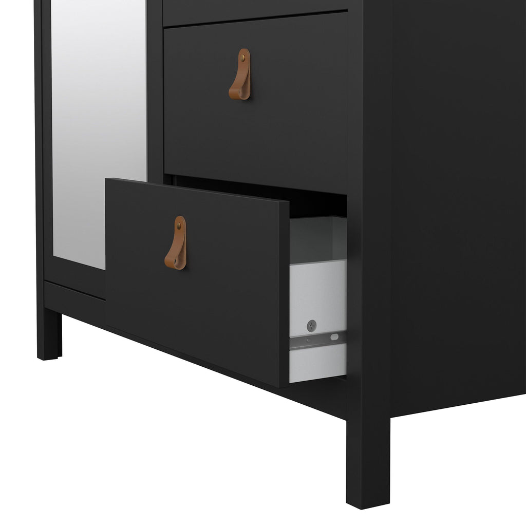 Barcelona Wardrobe with 1 Door 1 Mirror Door 2 Drawers in Matt Black - image 9