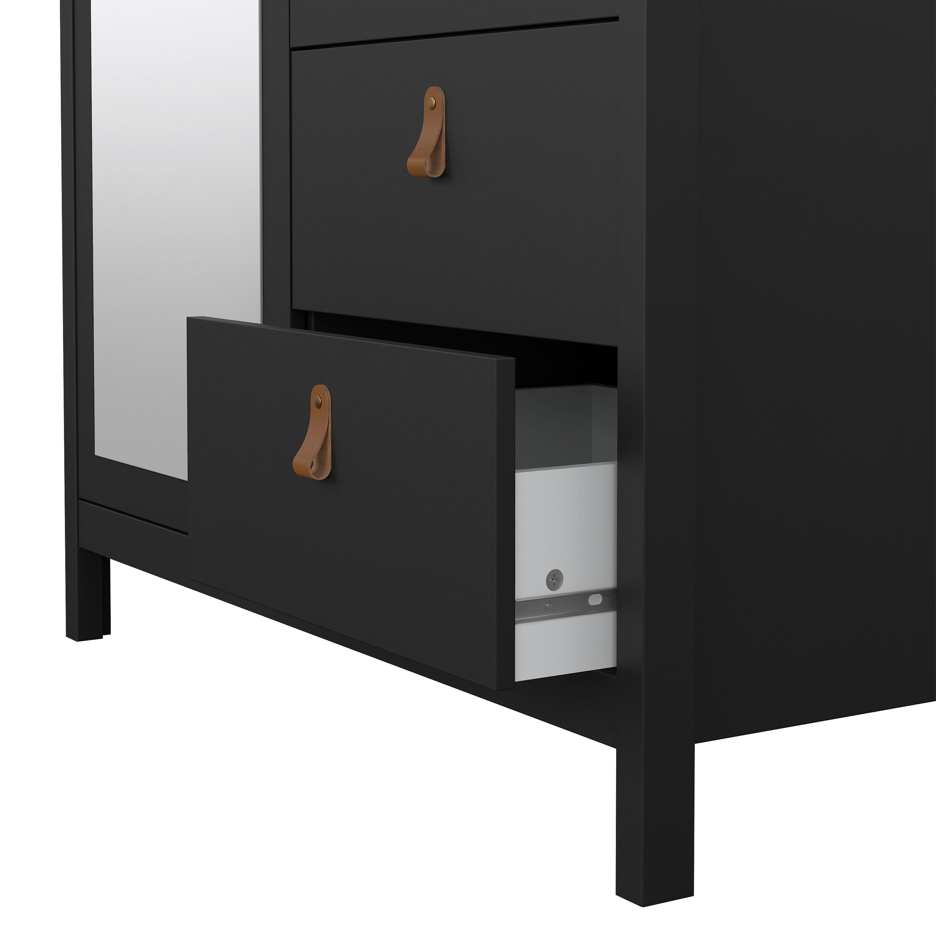 Barcelona Wardrobe with 1 Door 1 Mirror Door 2 Drawers in Matt Black - image 9
