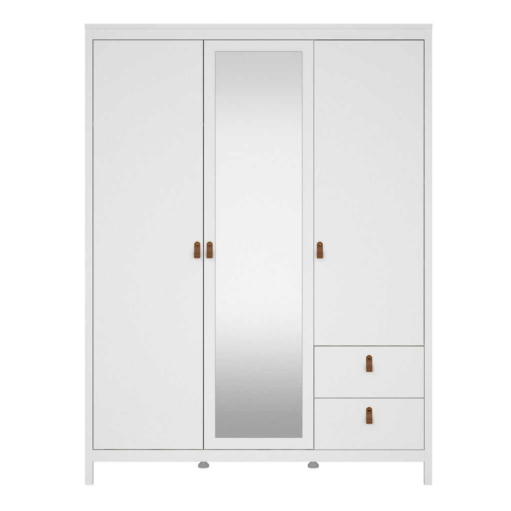 Barcelona Wardrobe with 2 Doors 1 Mirror Door 2 Drawers in White - image 2