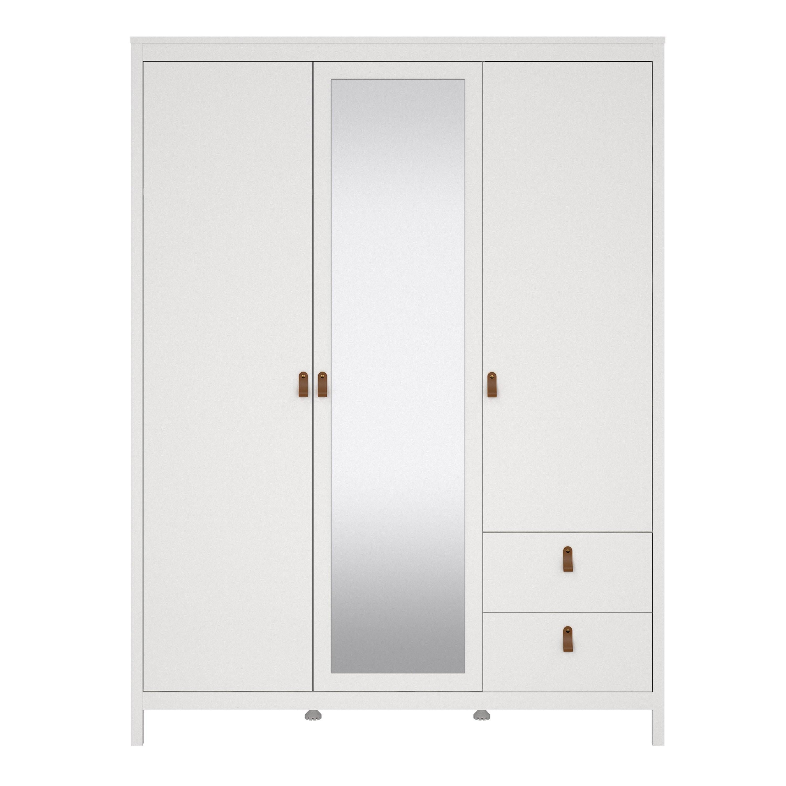 Barcelona Wardrobe with 2 Doors 1 Mirror Door 2 Drawers in White - image 2