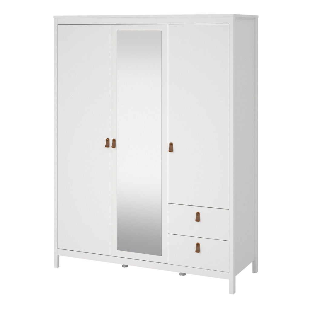 Barcelona Wardrobe with 2 Doors 1 Mirror Door 2 Drawers in White - image 3