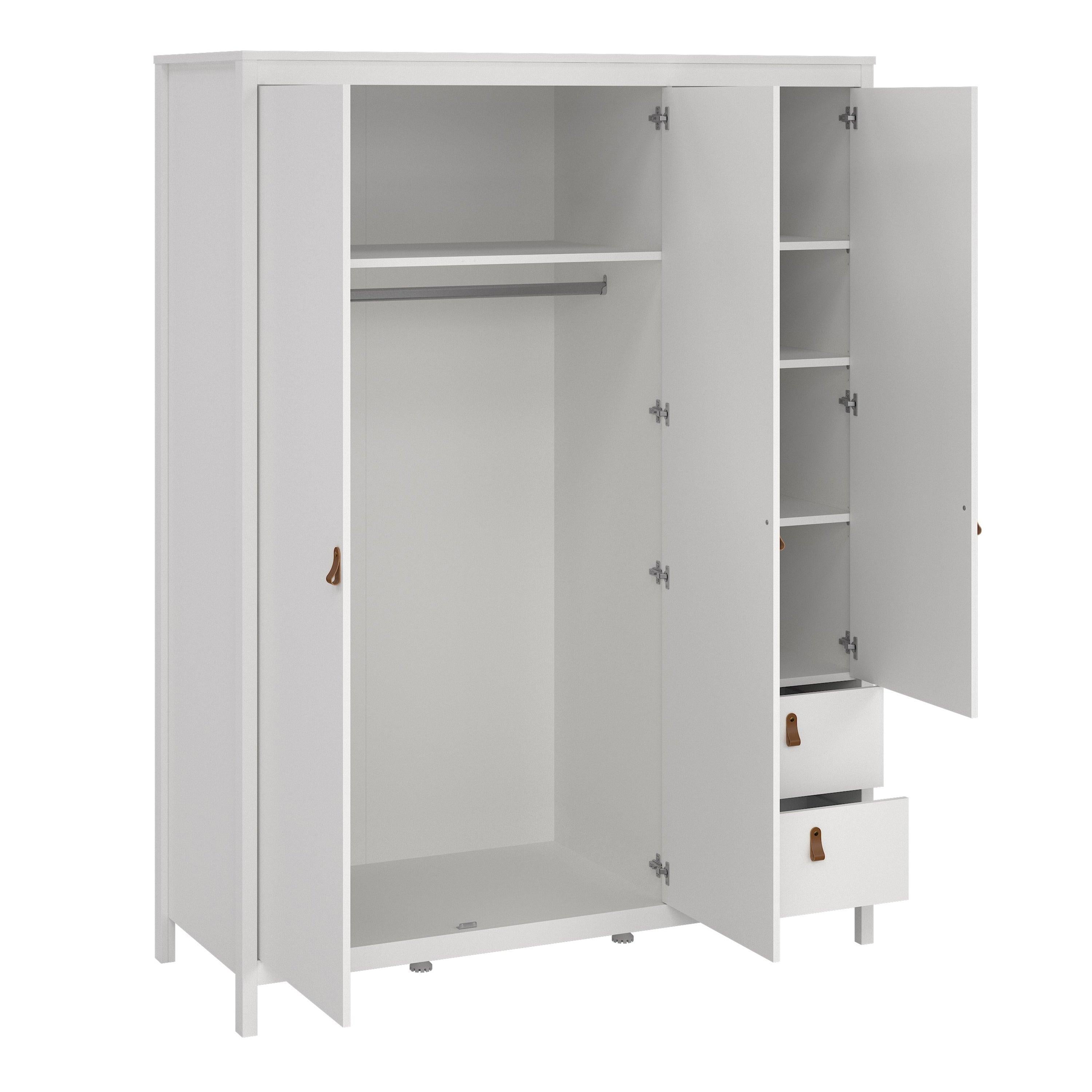 Barcelona Wardrobe with 2 Doors 1 Mirror Door 2 Drawers in White - image 5