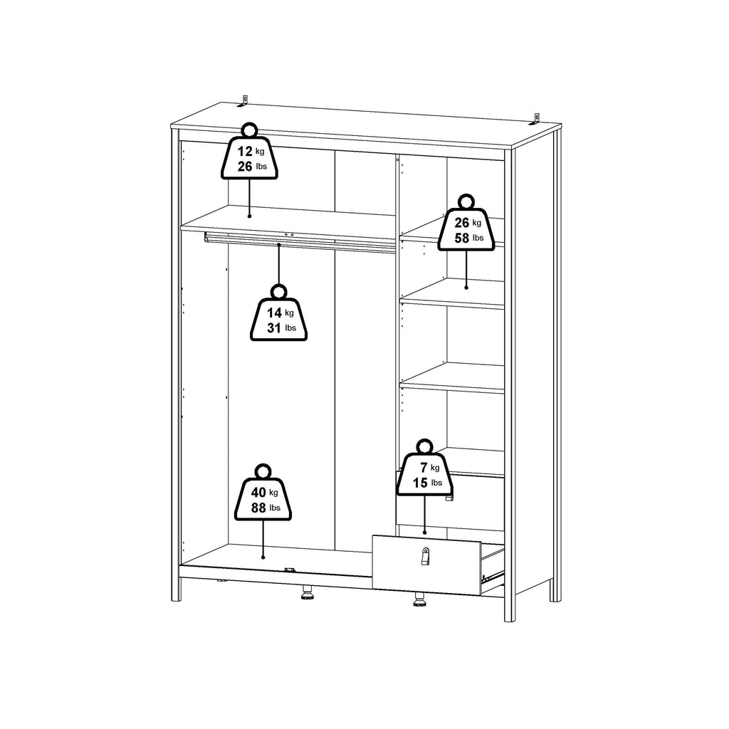 Barcelona Wardrobe with 2 Doors 1 Mirror Door 2 Drawers in Matt Black - image 11