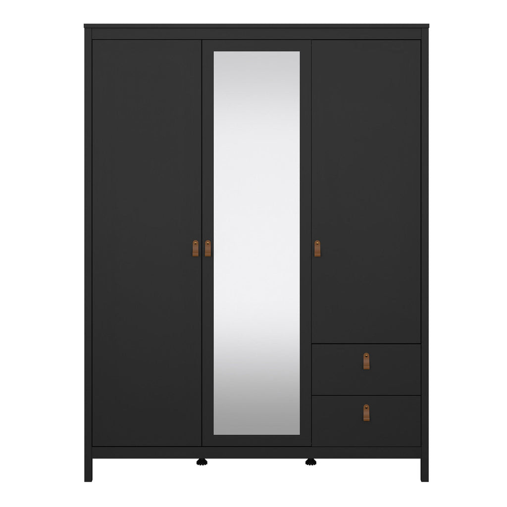 Barcelona Wardrobe with 2 Doors 1 Mirror Door 2 Drawers in Matt Black - image 2