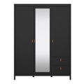Barcelona Wardrobe with 2 Doors 1 Mirror Door 2 Drawers in Matt Black - image 2