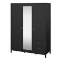 Barcelona Wardrobe with 2 Doors 1 Mirror Door 2 Drawers in Matt Black - image 3