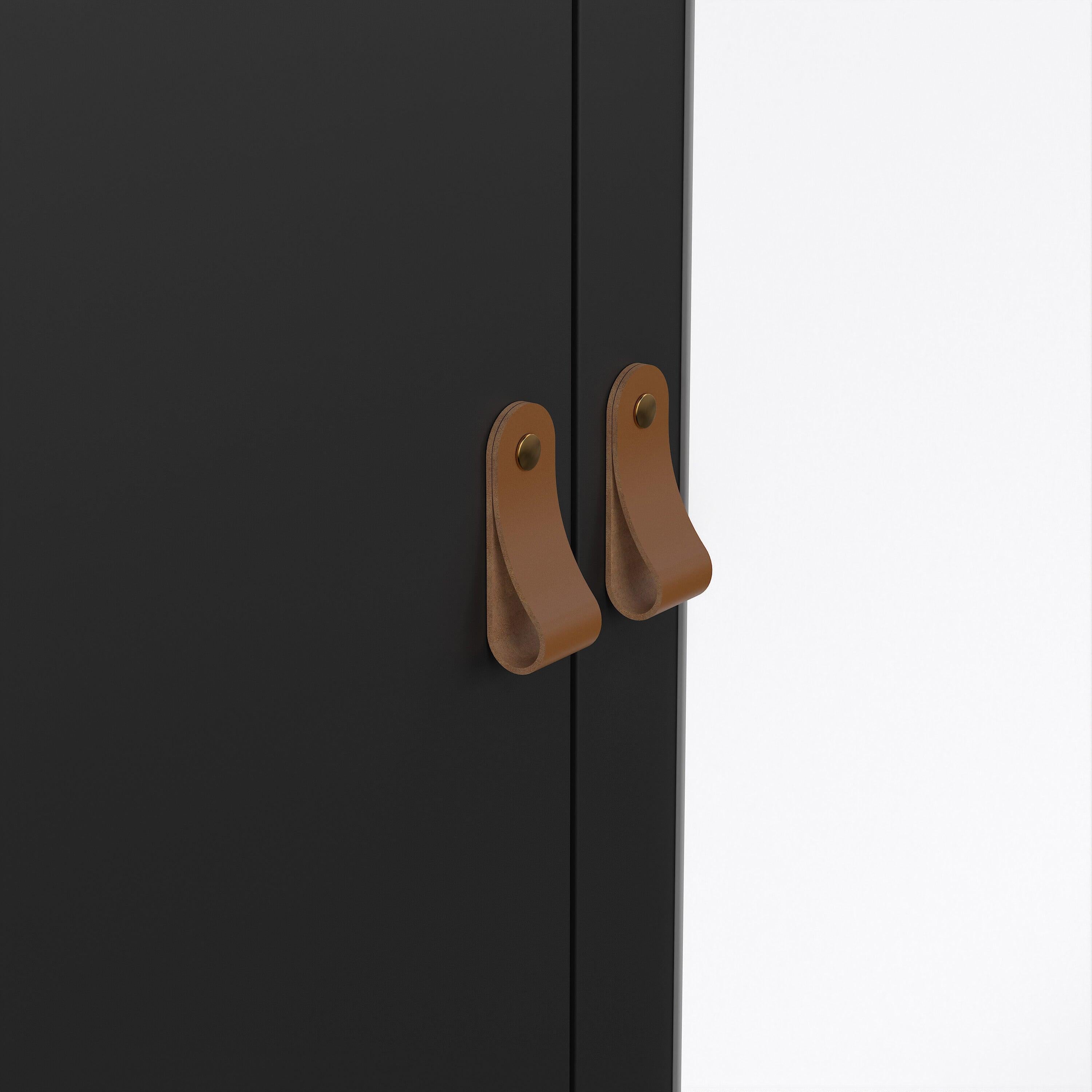 Barcelona Wardrobe with 2 Doors 1 Mirror Door 2 Drawers in Matt Black - image 7
