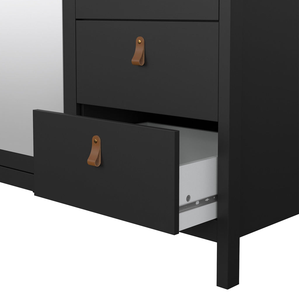 Barcelona Wardrobe with 2 Doors 1 Mirror Door 2 Drawers in Matt Black - image 8
