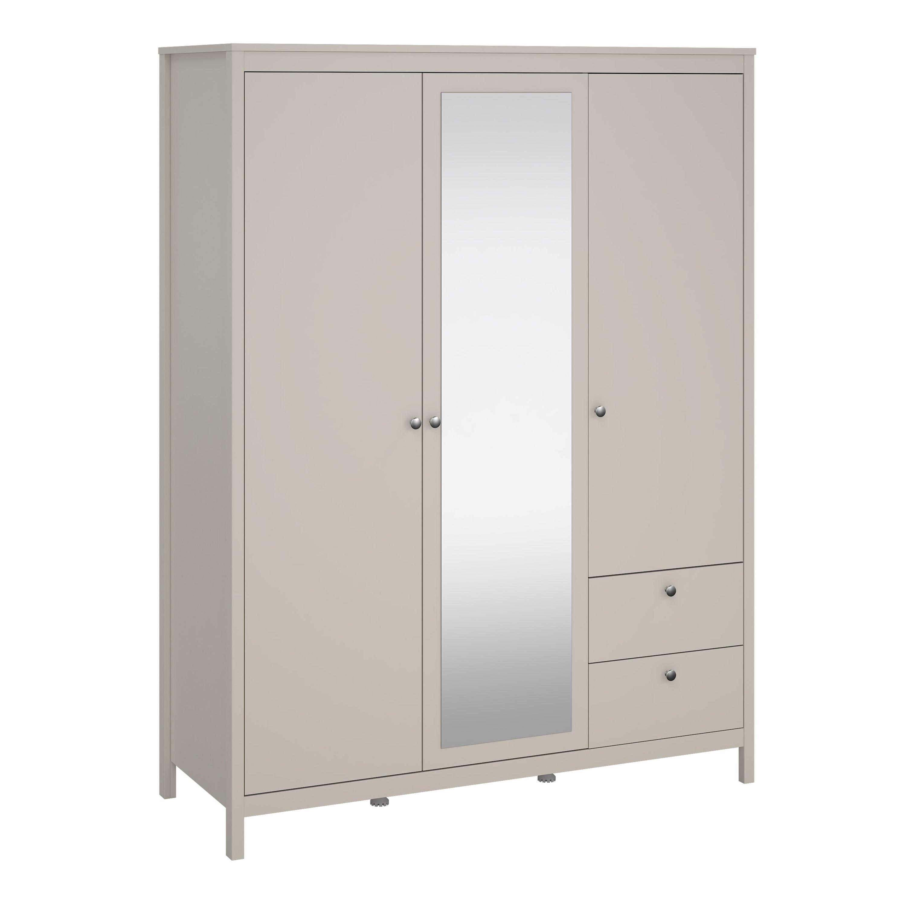 Barcelona Wardrobe with 2 Doors + 1 Mirror Door + 2 Drawers in Cashmere - image 2