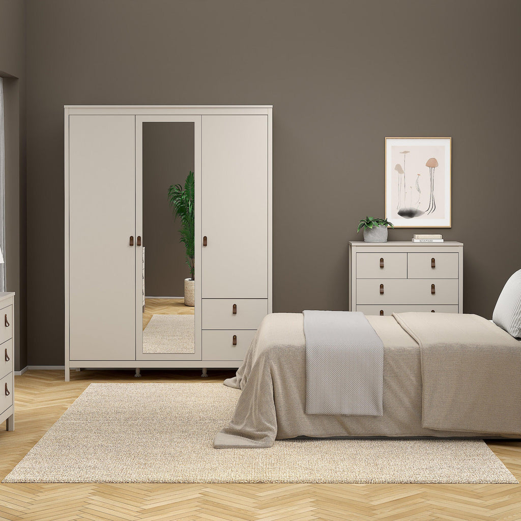 Barcelona Wardrobe with 2 Doors + 1 Mirror Door + 2 Drawers in Cashmere - image 7
