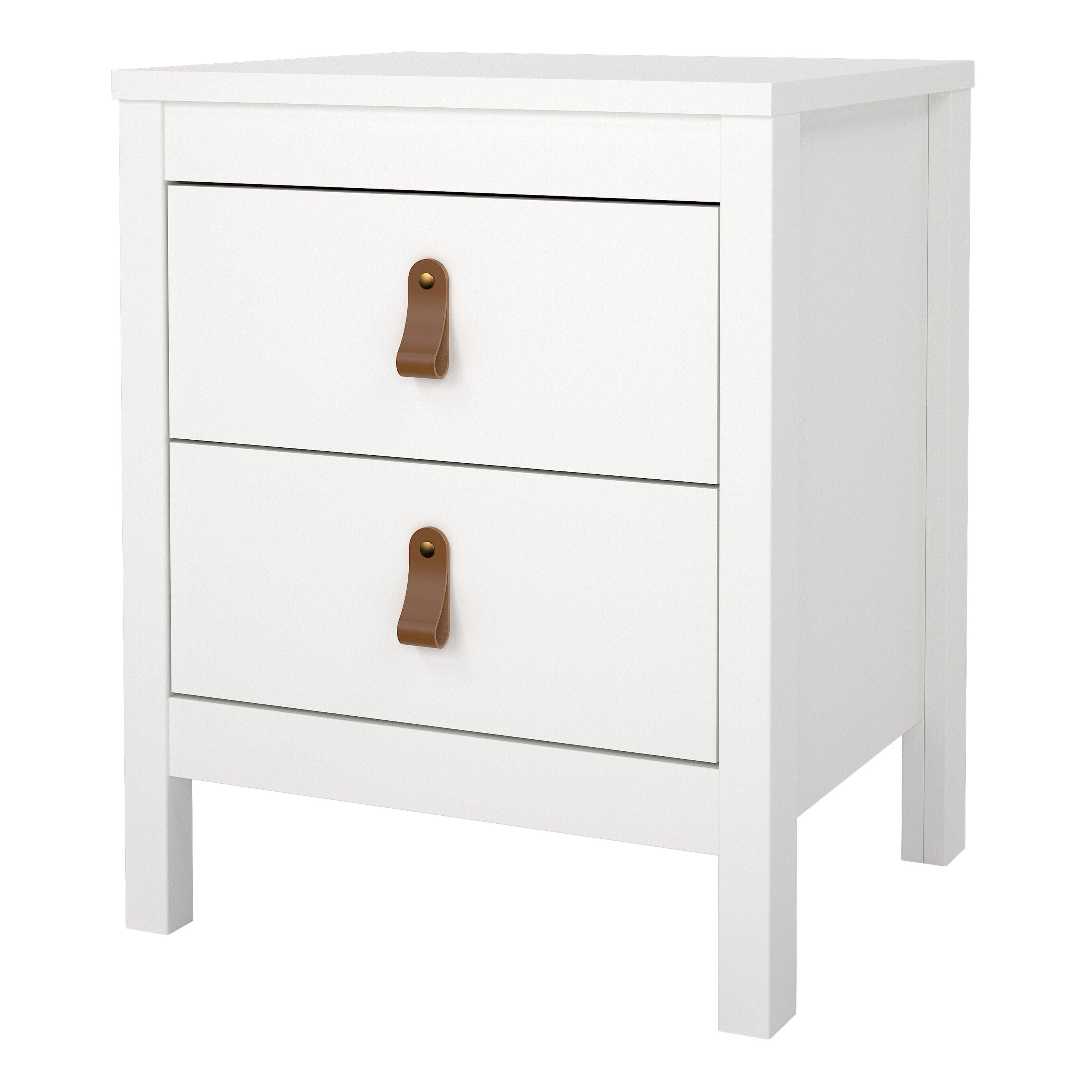 Barcelona Bedside Table 2 Drawers in White - image 3