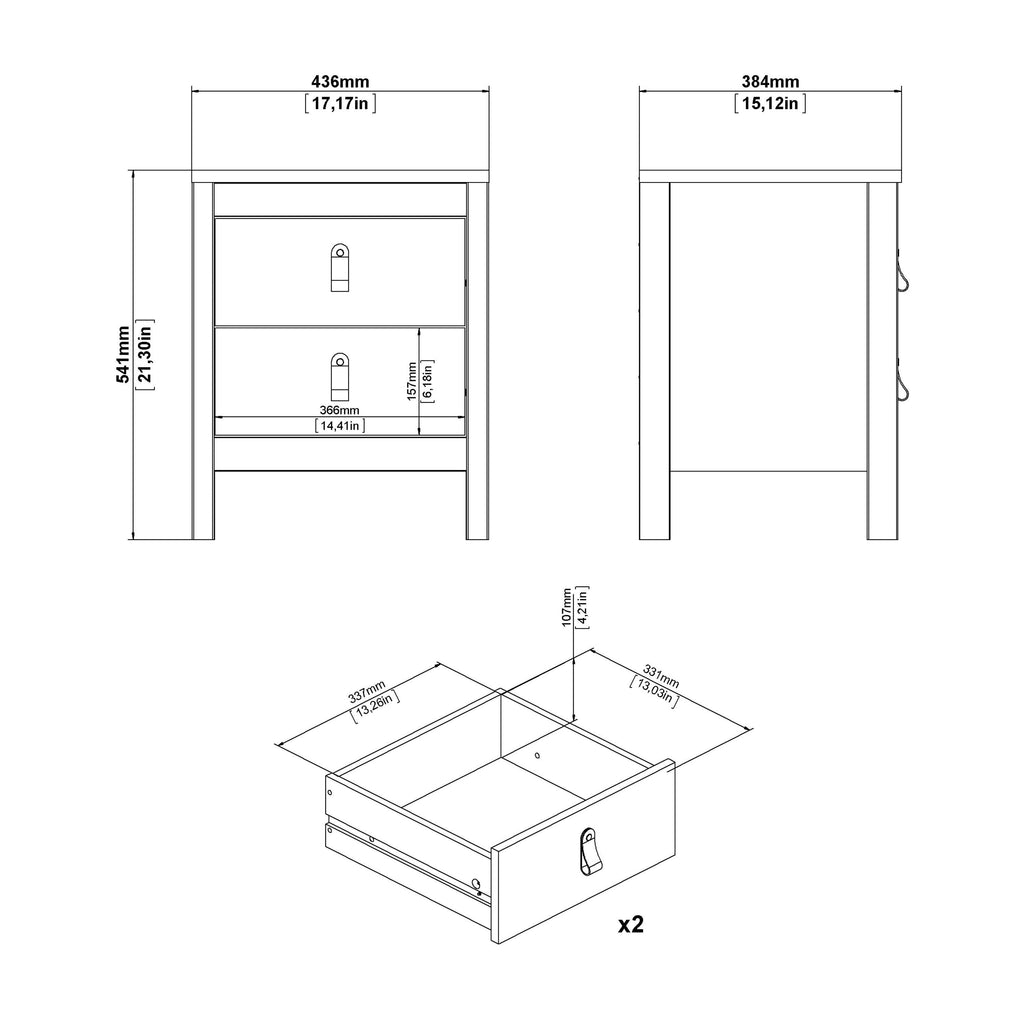 Barcelona Bedside Table 2 Drawers in Matt Black - image 11