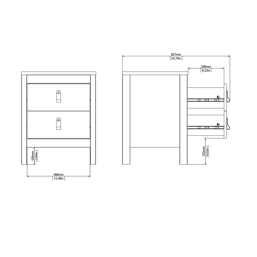 Barcelona Bedside Table 2 Drawers in Matt Black - image 12
