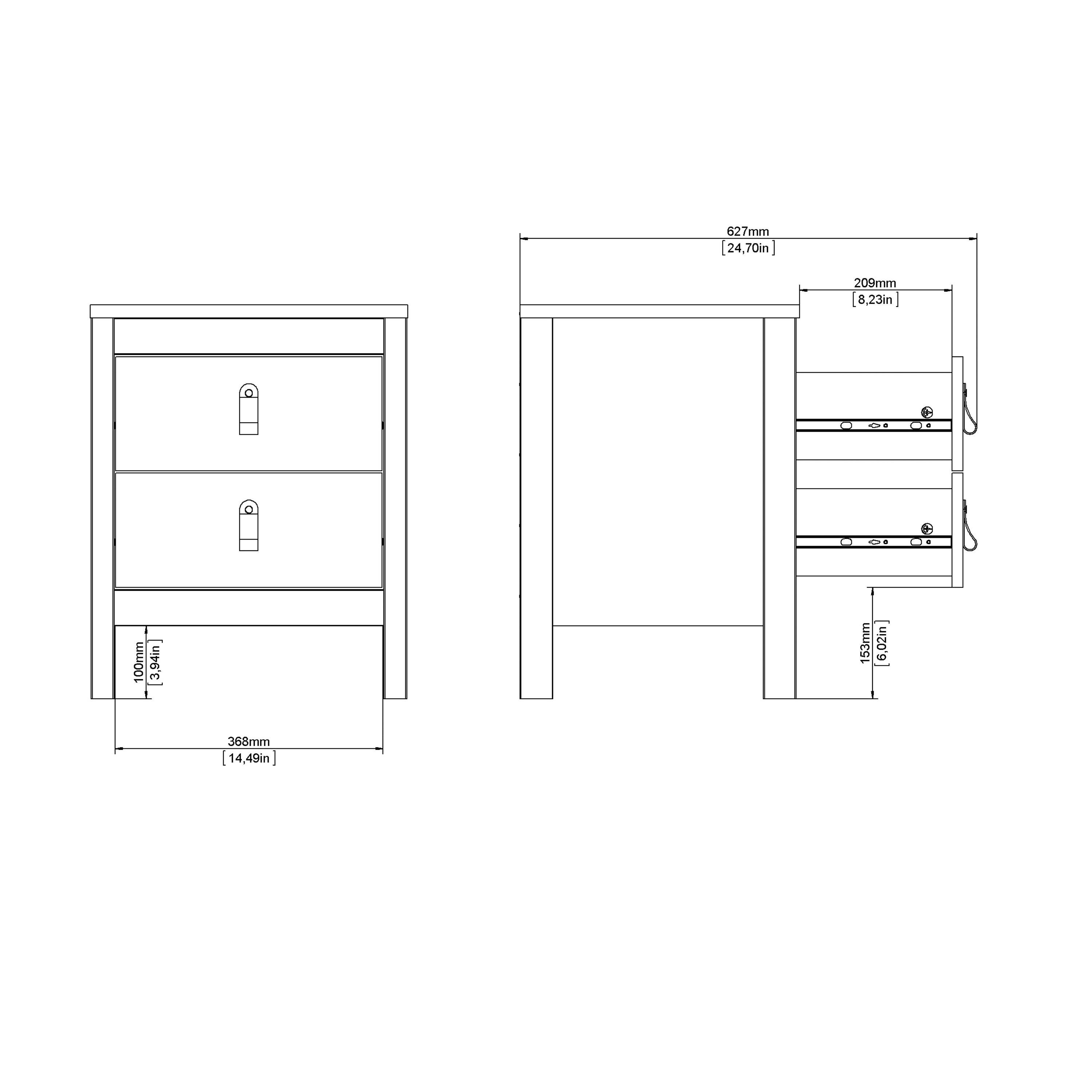 Barcelona Bedside Table 2 Drawers in Matt Black - image 12