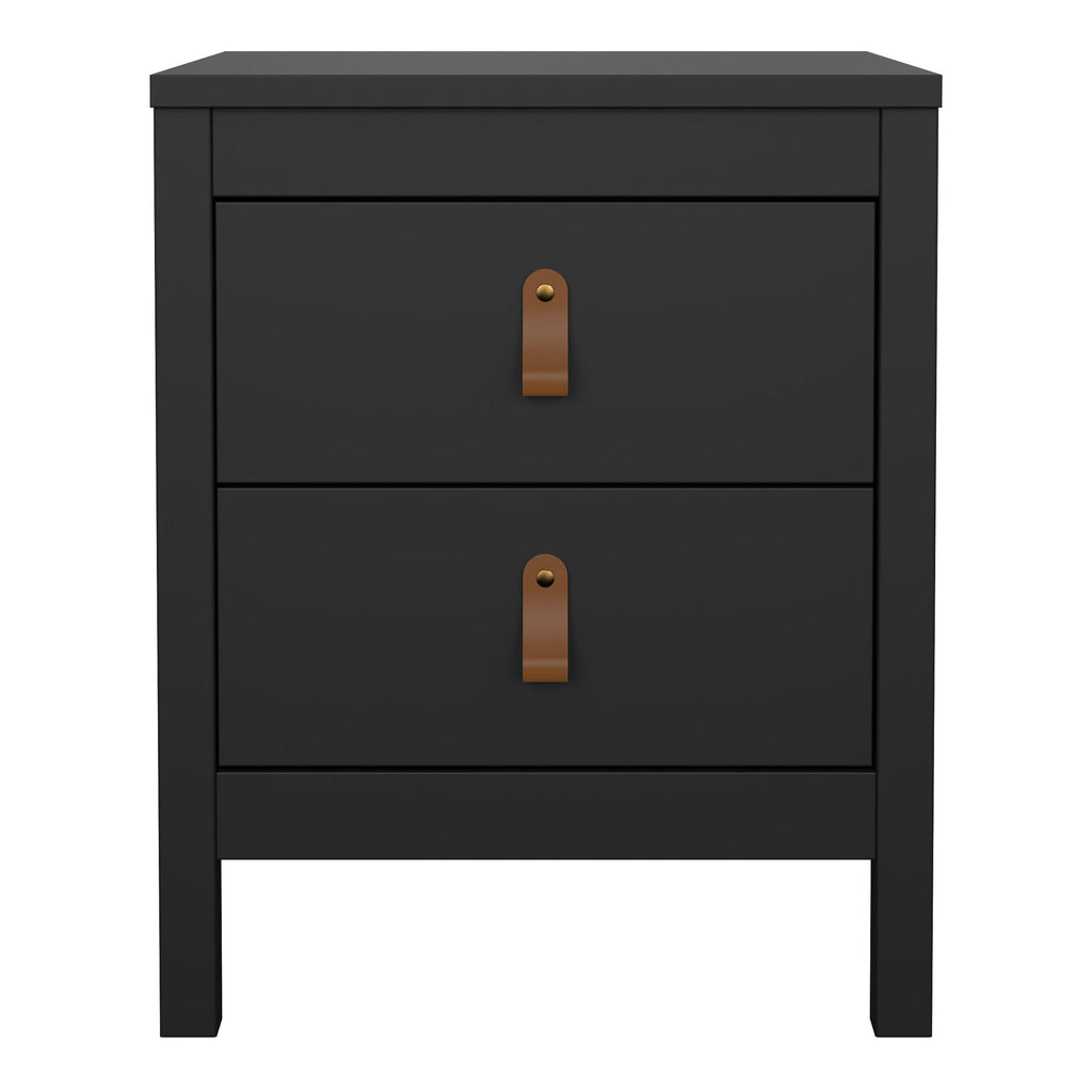 Barcelona Bedside Table 2 Drawers in Matt Black - image 2