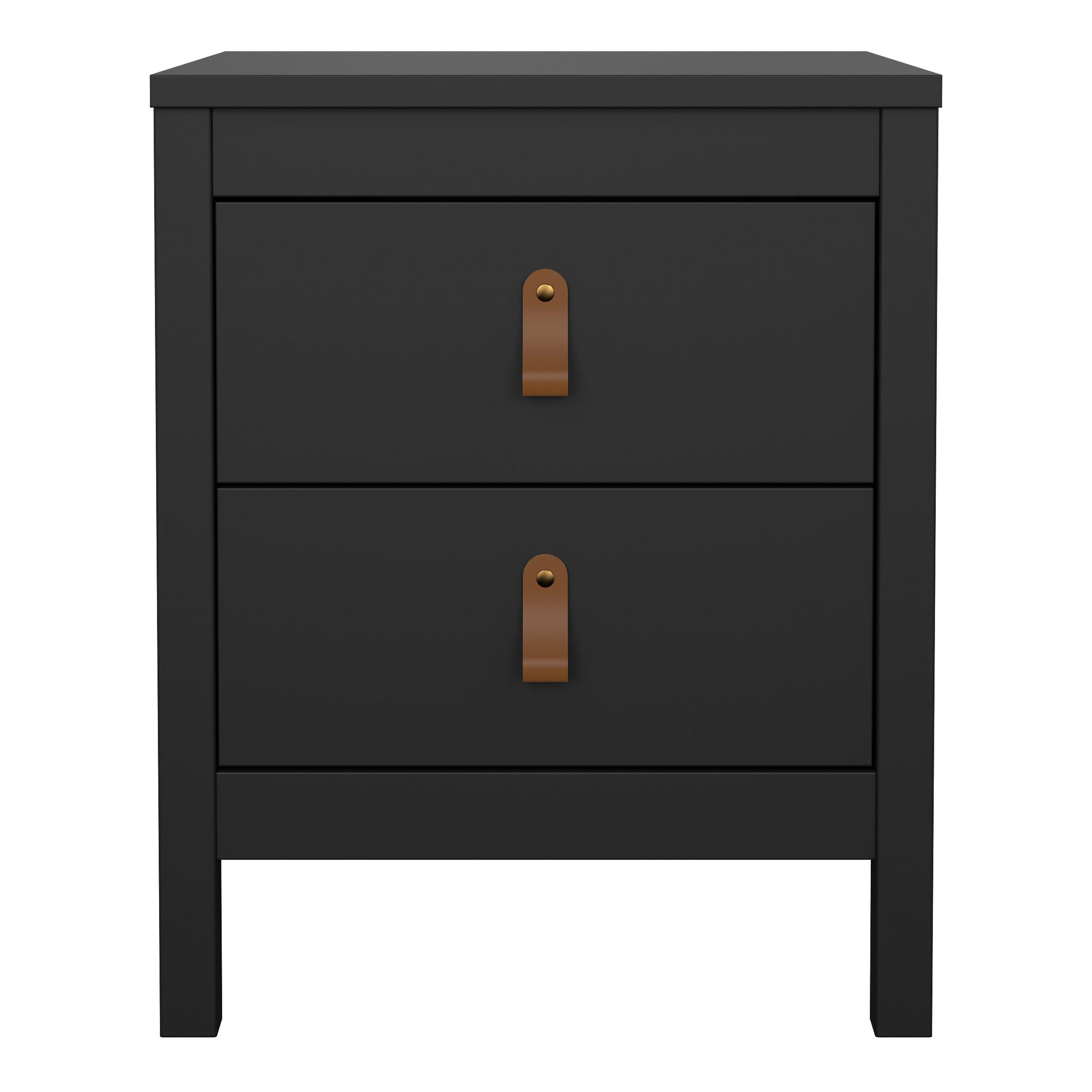 Barcelona Bedside Table 2 Drawers in Matt Black - image 2