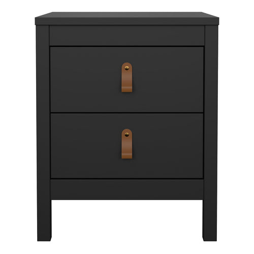 Barcelona Bedside Table 2 Drawers in Matt Black - image 2