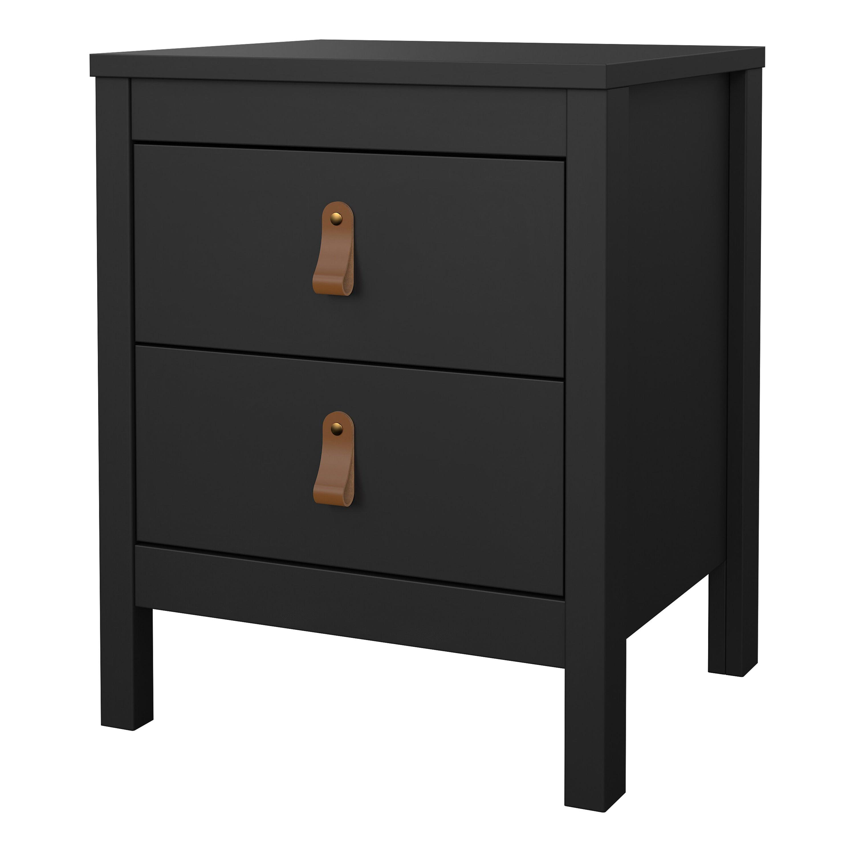 Barcelona Bedside Table 2 Drawers in Matt Black - image 3