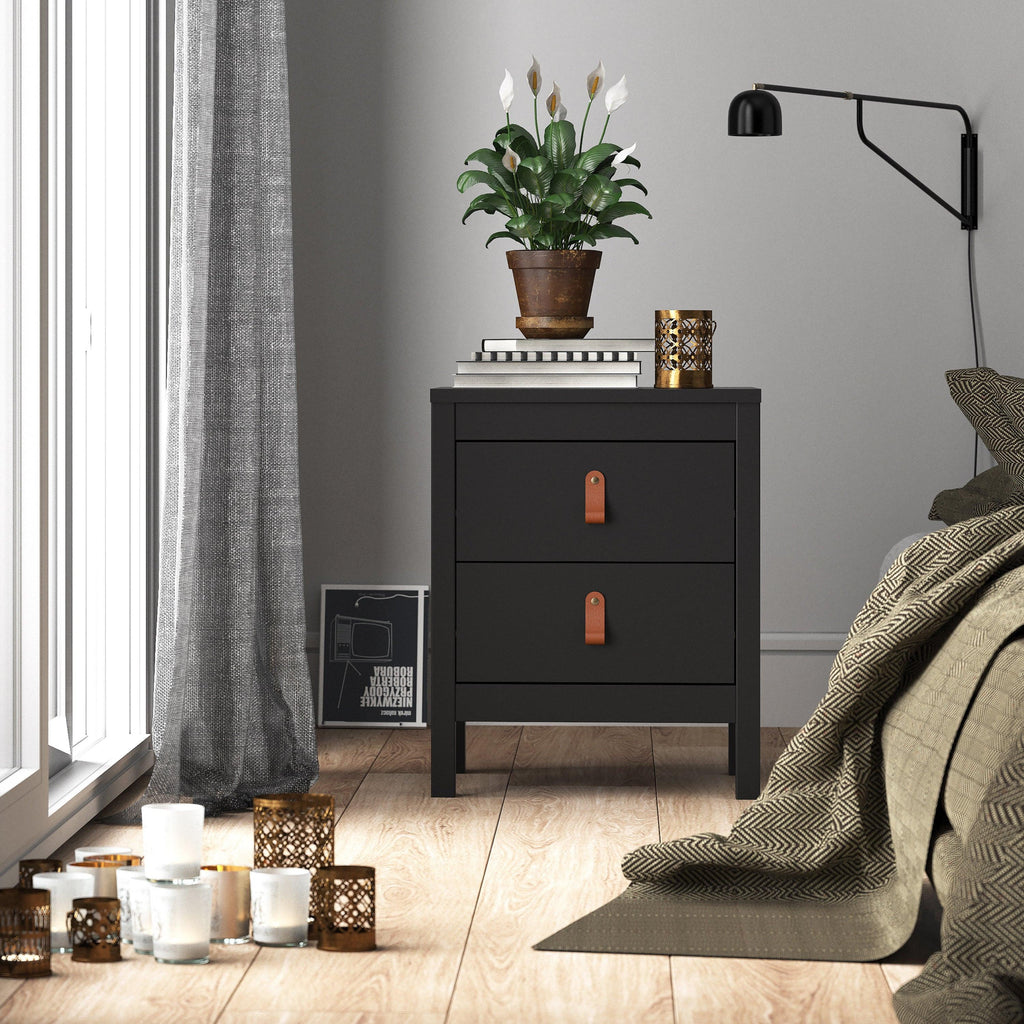 Barcelona Bedside Table 2 Drawers in Matt Black - image 6