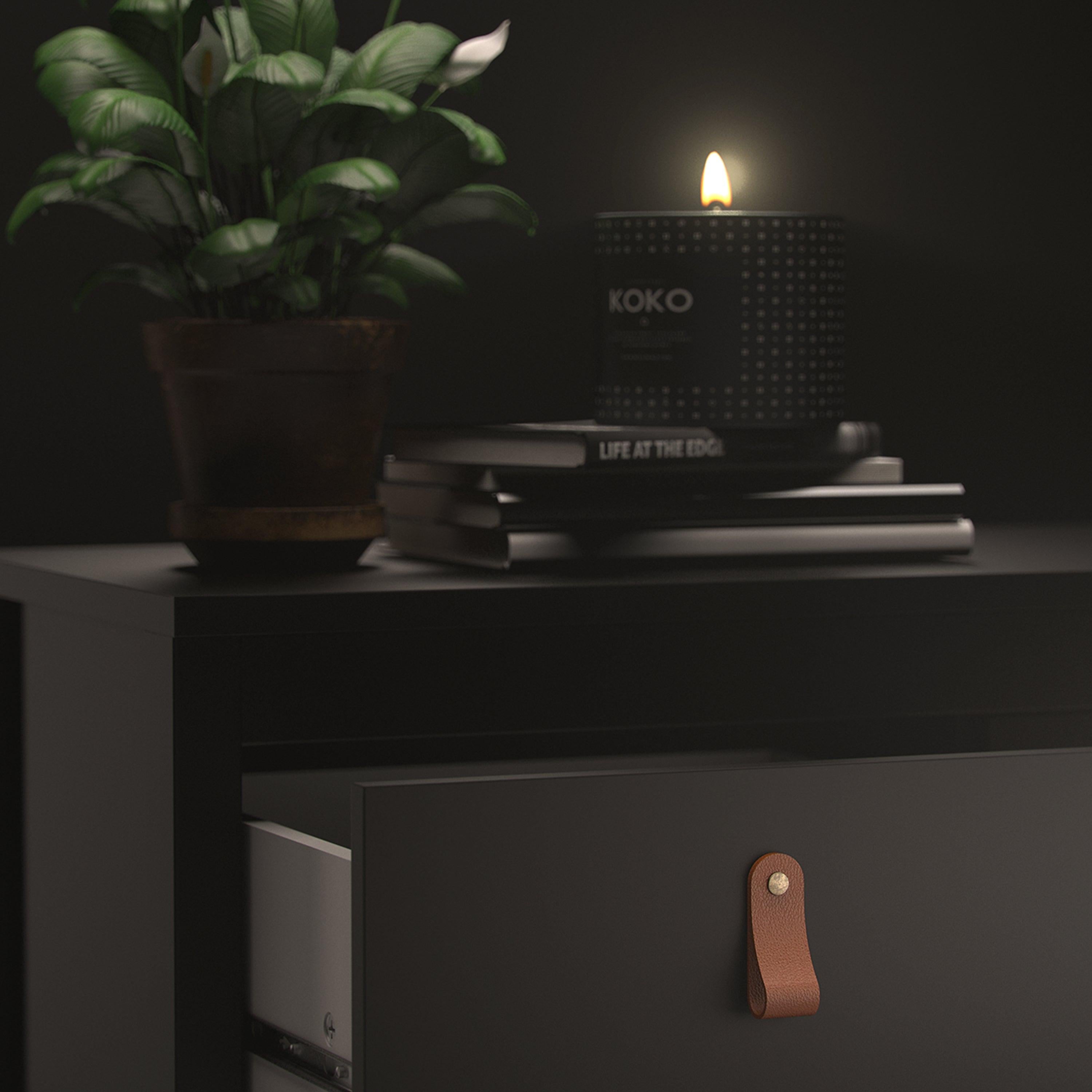 Barcelona Bedside Table 2 Drawers in Matt Black - image 8