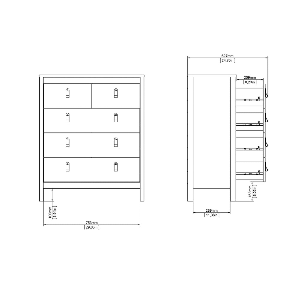Barcelona Chest 3+2 Drawers in White - image 10