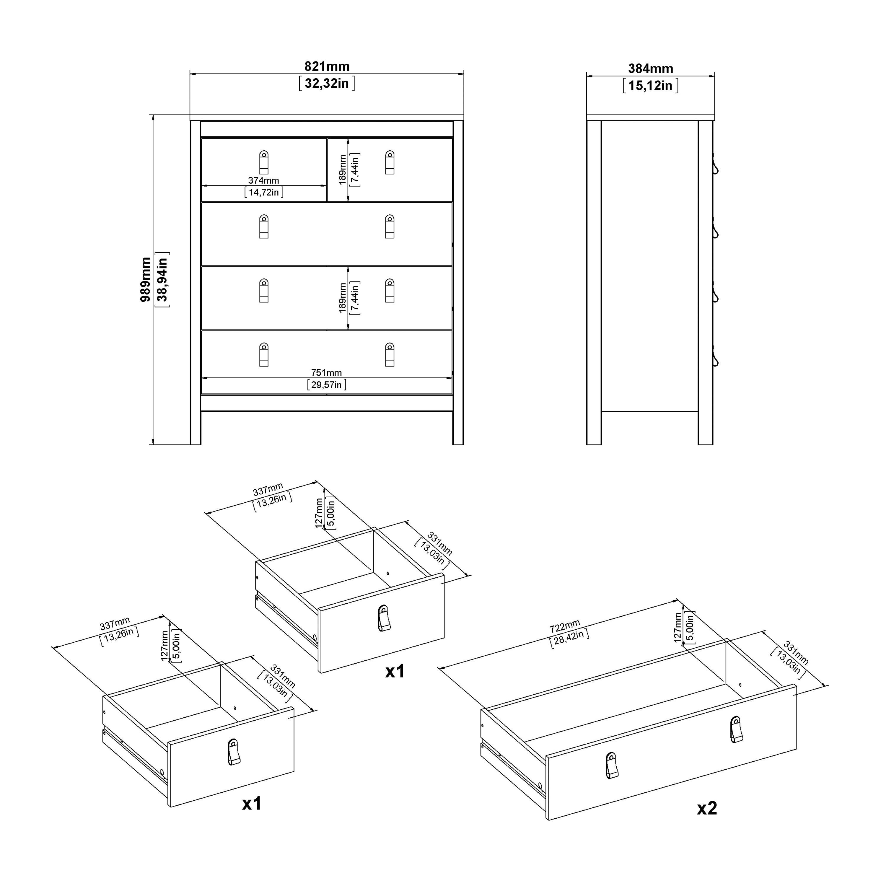Barcelona Chest 3+2 Drawers in White - image 9