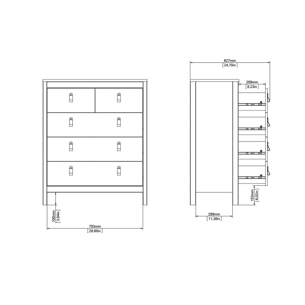 Barcelona Chest 3+2 Drawers in Jackson Hickory Oak - image 12