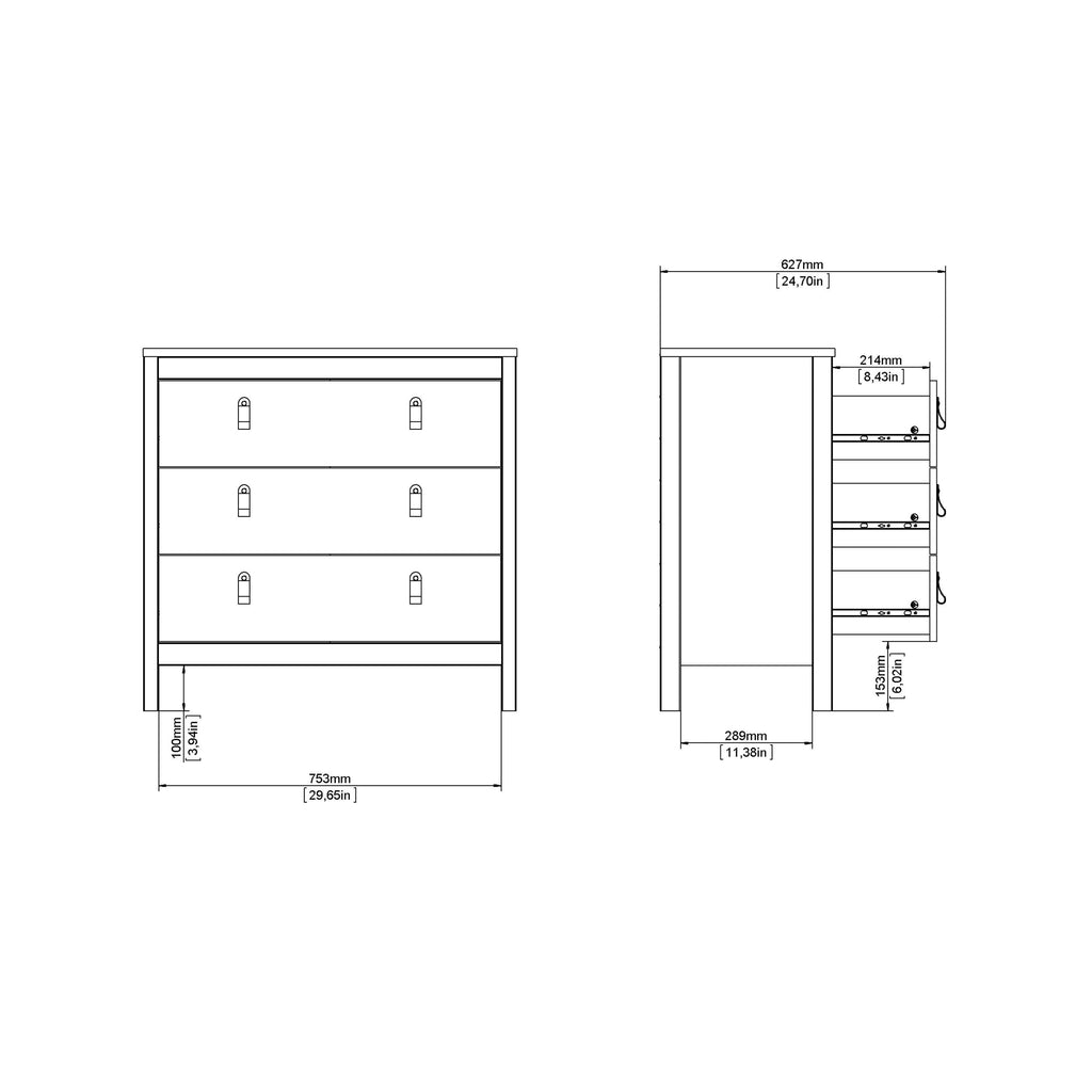 Barcelona Chest 3 Drawers in White - image 10