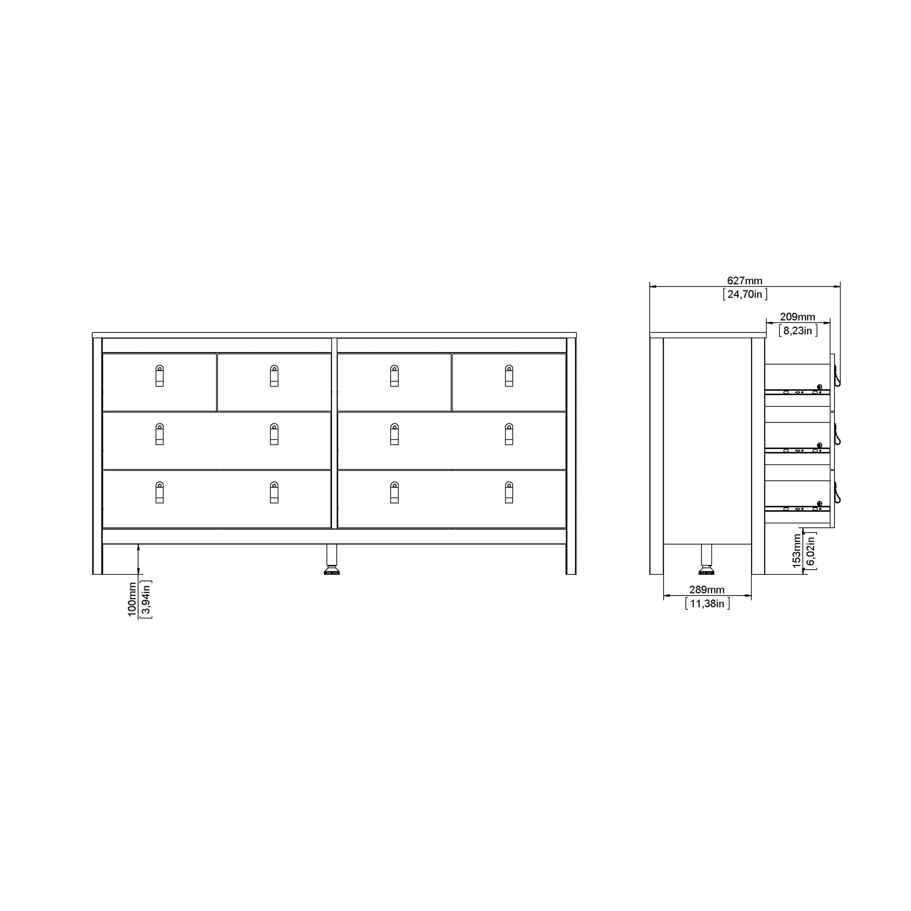 Barcelona Double Dresser 4+4 Drawers in White - image 10
