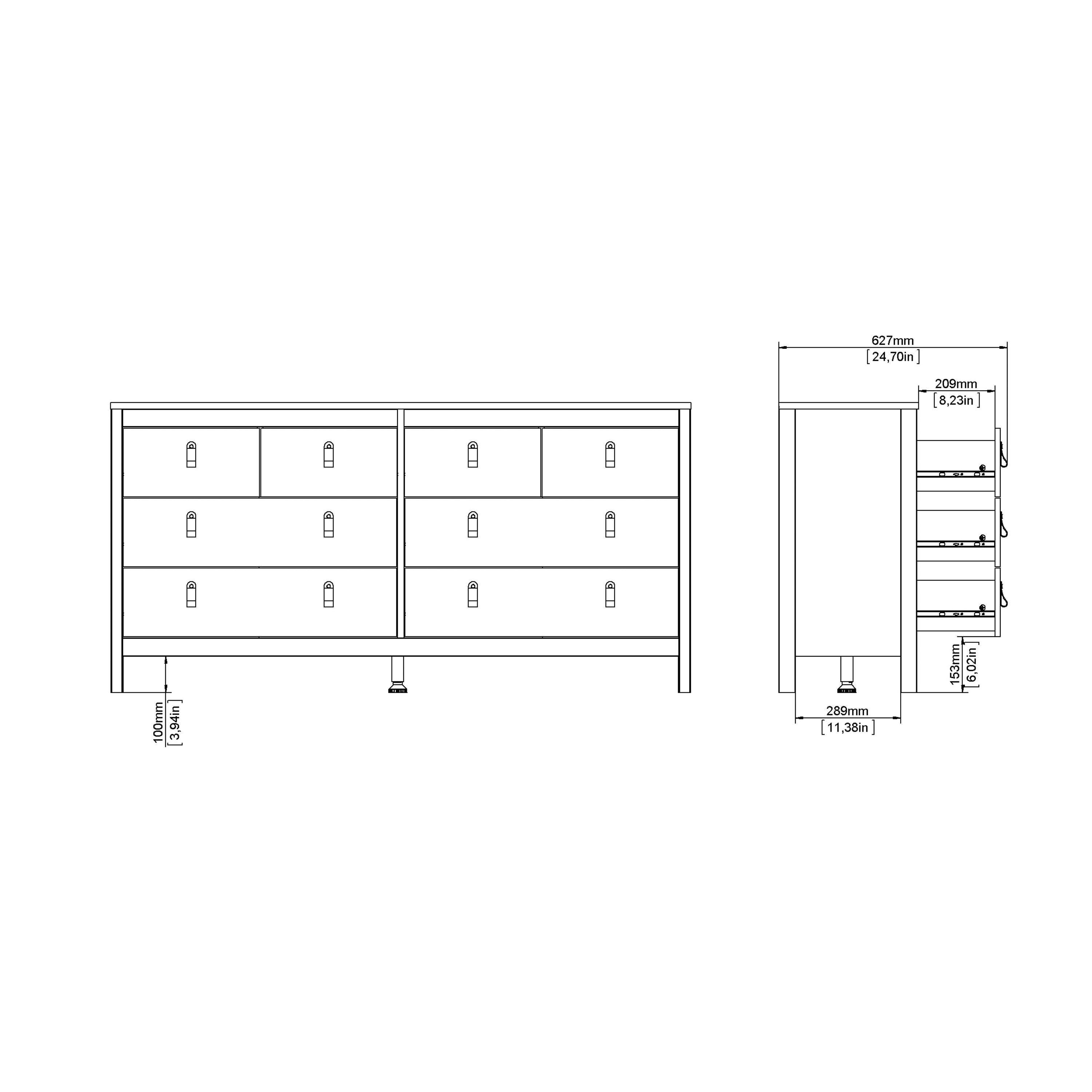 Barcelona Double Dresser 4+4 Drawers in Jackson Hickory Oak - image 11