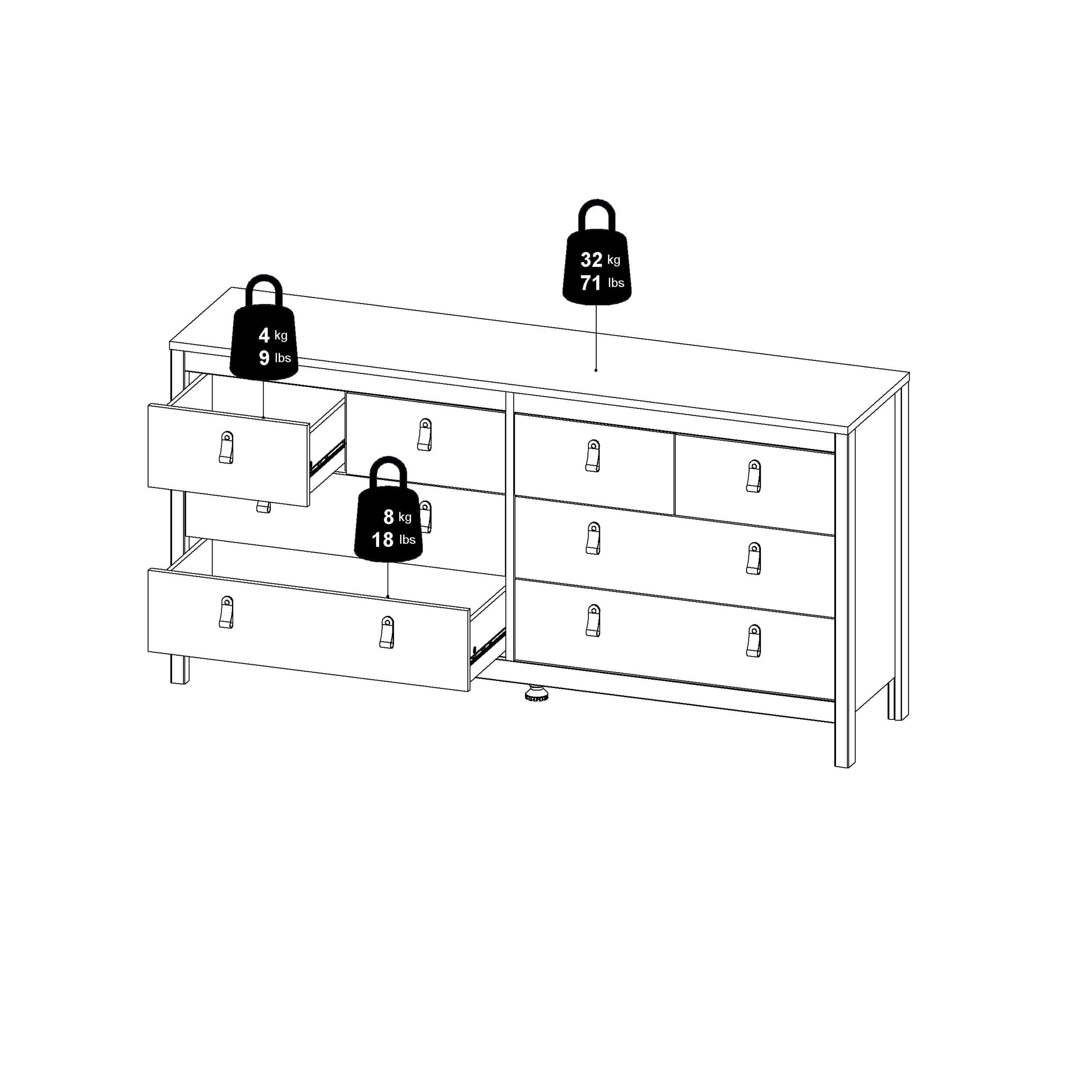 Barcelona Double Dresser 4+4 Drawers in Jackson Hickory Oak - image 12