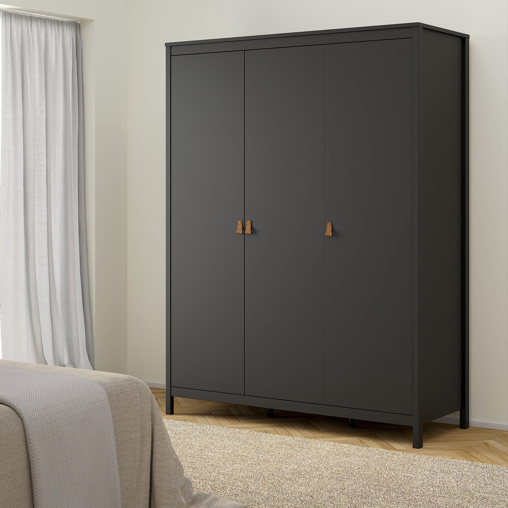 Barcelona Wardrobe with 3 Doors in Matt Black - image 7