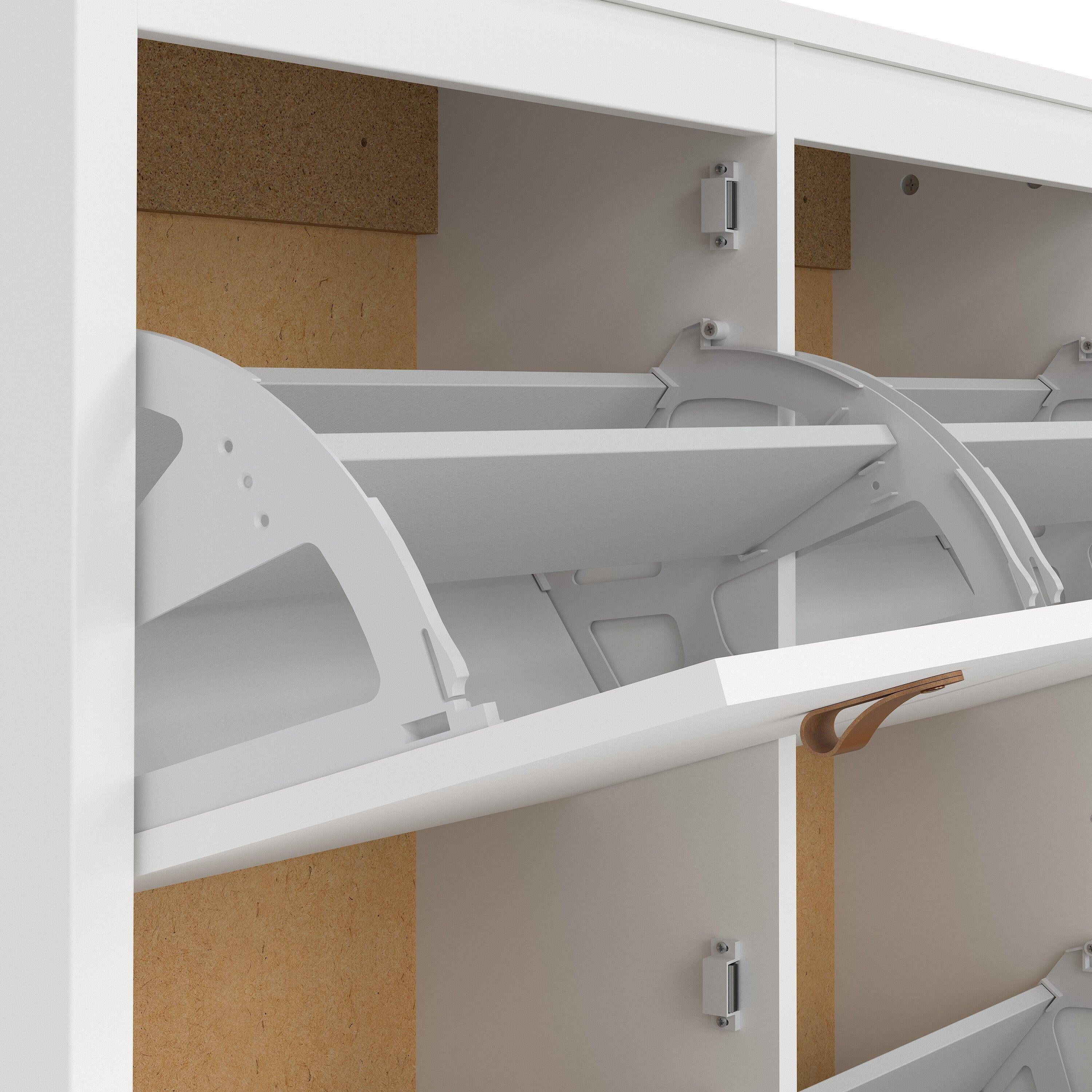 Barcelona Shoe Cabinet 4 Flip Down Doors in White - image 10