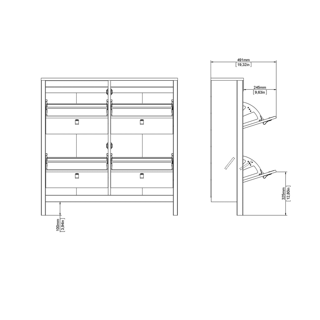 Barcelona Shoe Cabinet 4 Flip Down Doors in White - image 13