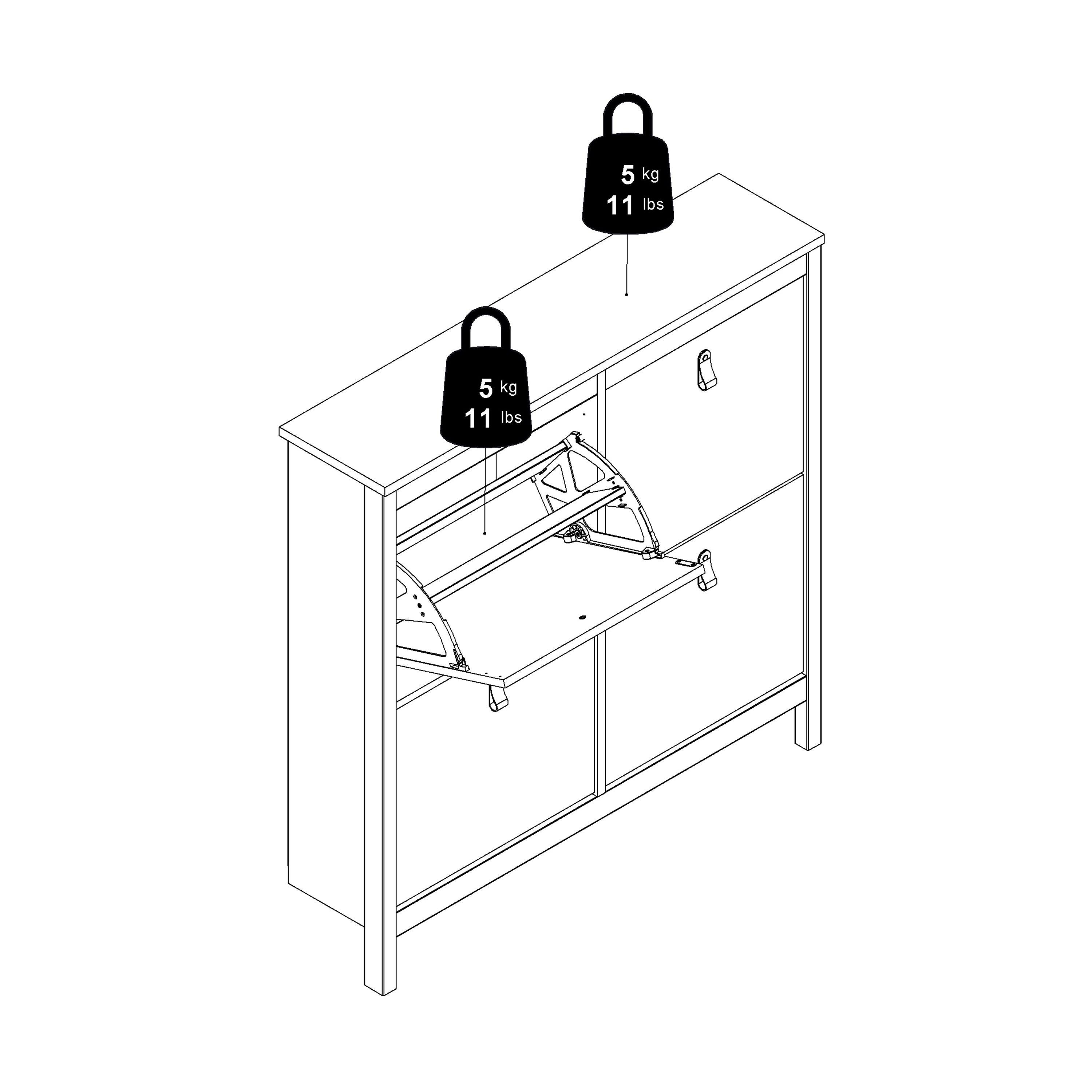 Barcelona Shoe Cabinet 4 Flip Down Doors in White - image 14