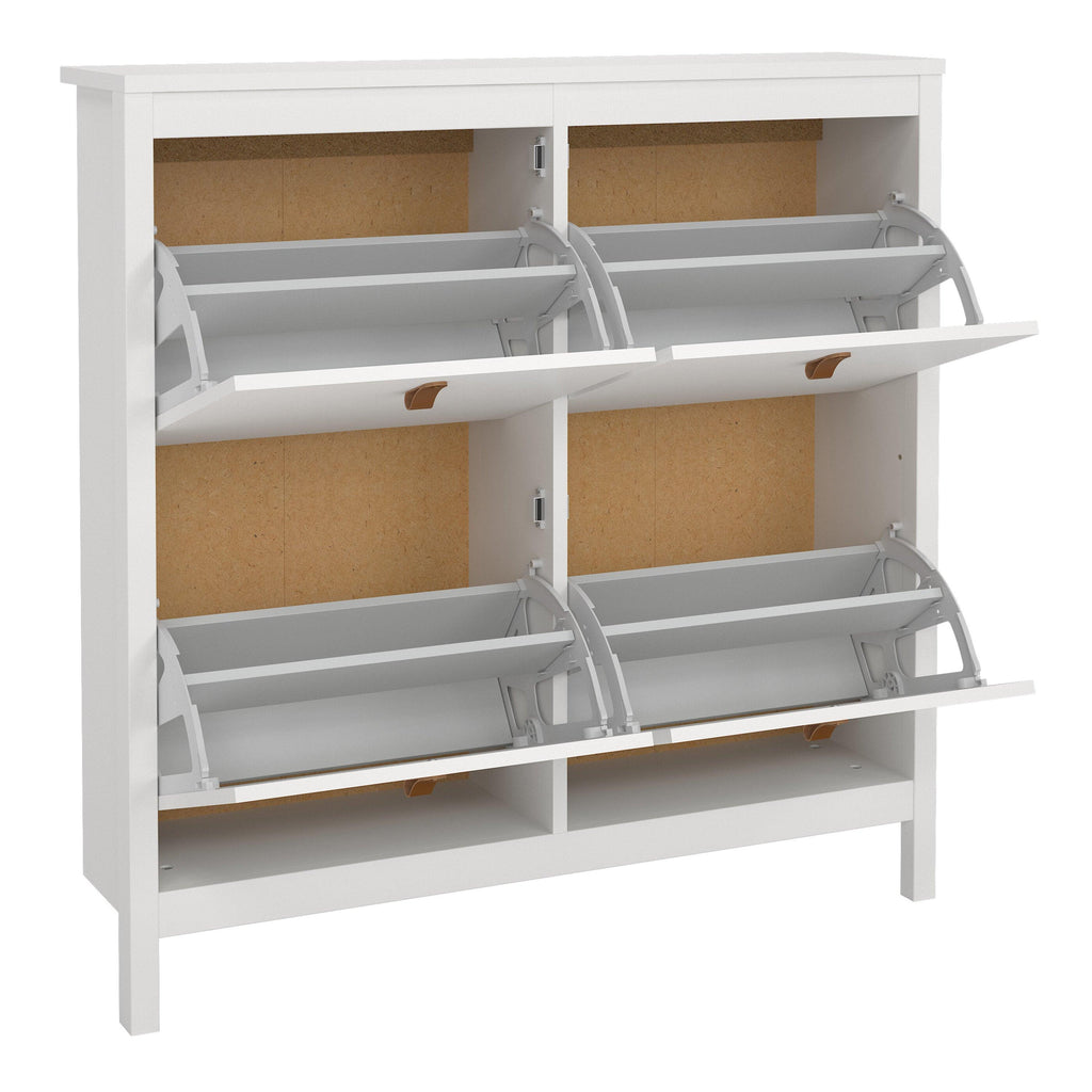 Barcelona Shoe Cabinet 4 Flip Down Doors in White - image 5