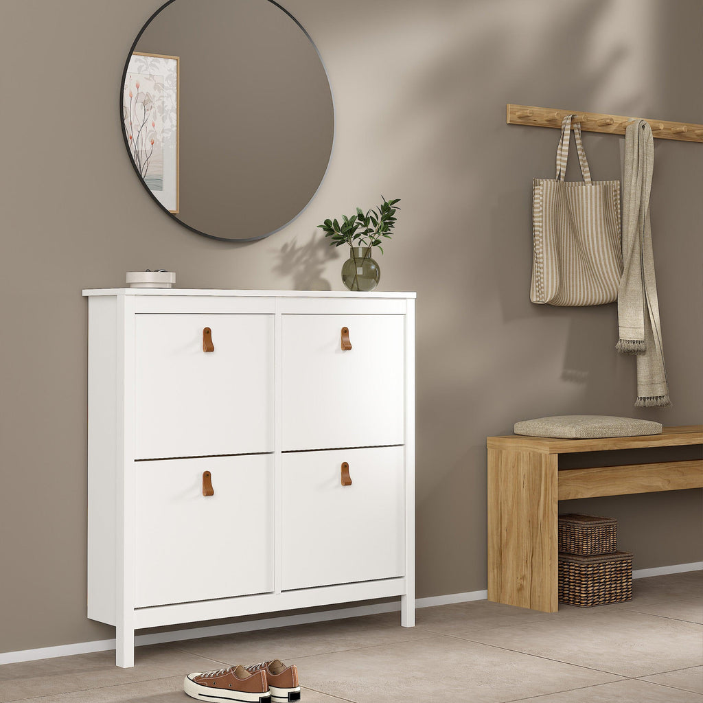 Barcelona Shoe Cabinet 4 Flip Down Doors in White - image 7