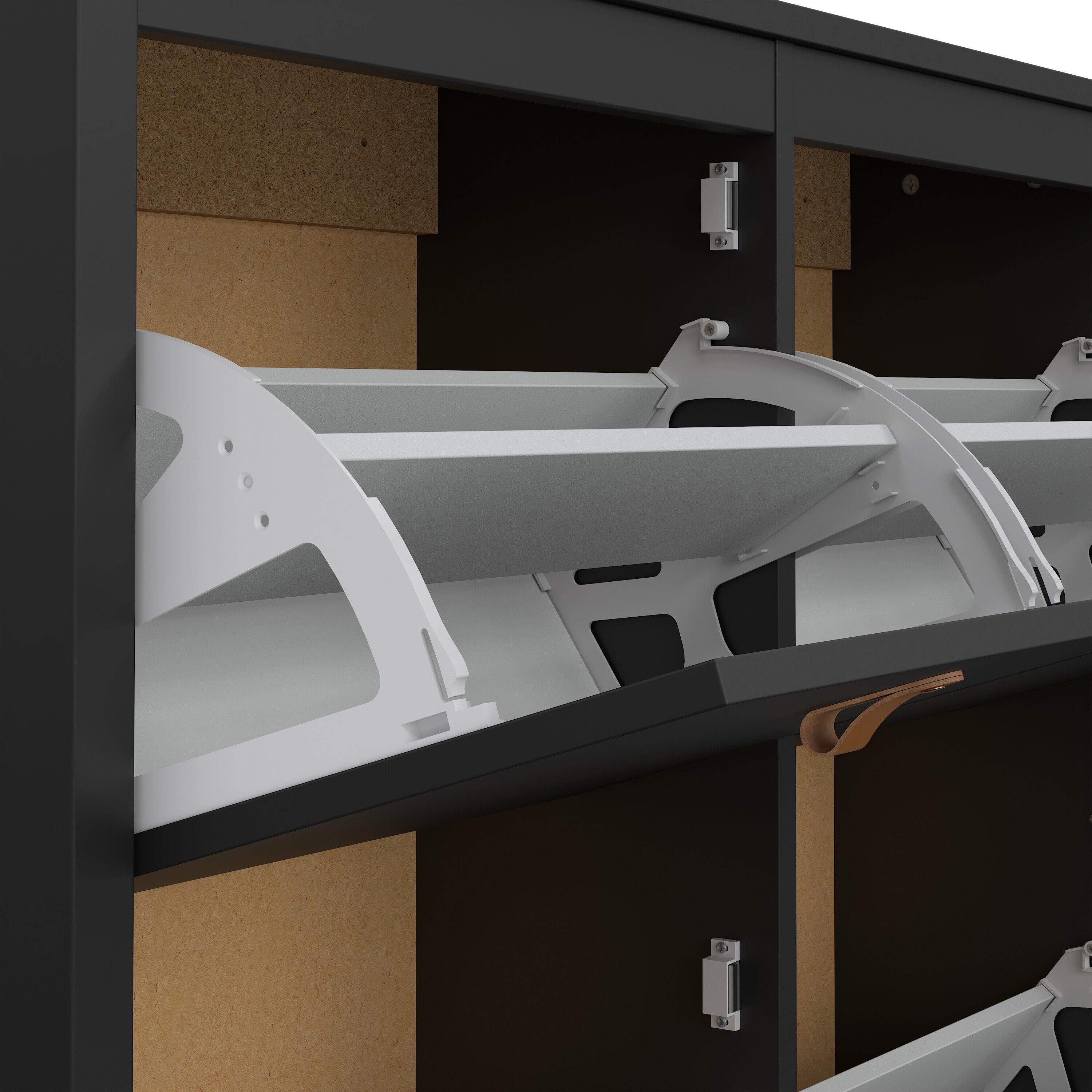 Barcelona Shoe Cabinet 4 Flip Down Doors in Matt Black - image 10