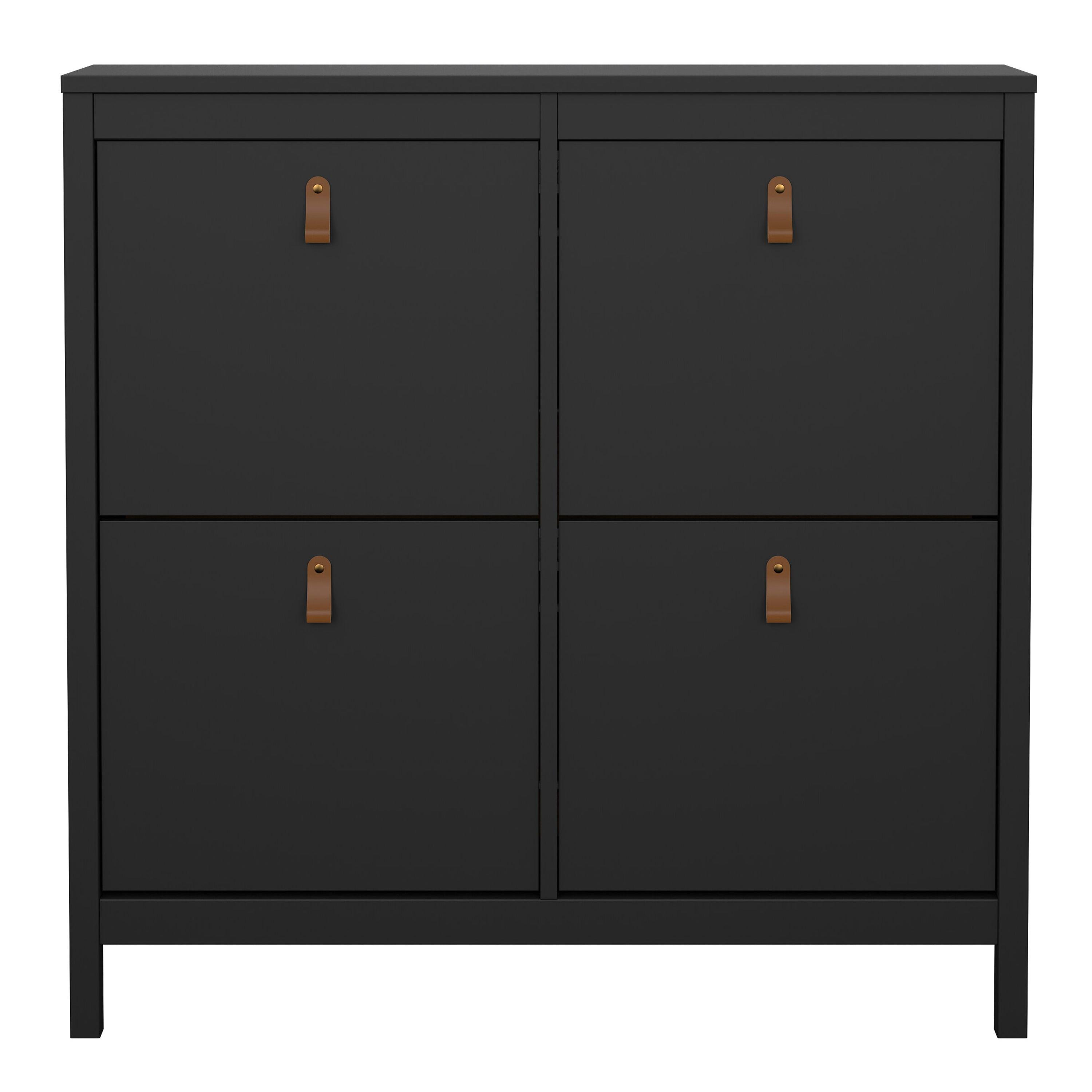 Barcelona Shoe Cabinet 4 Flip Down Doors in Matt Black - image 2