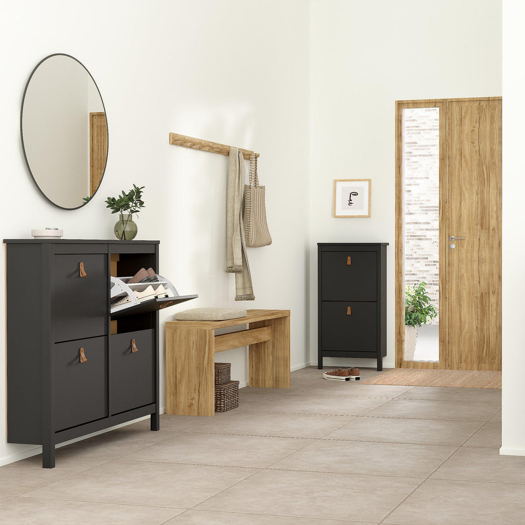 Barcelona Shoe Cabinet 4 Flip Down Doors in Matt Black - image 6