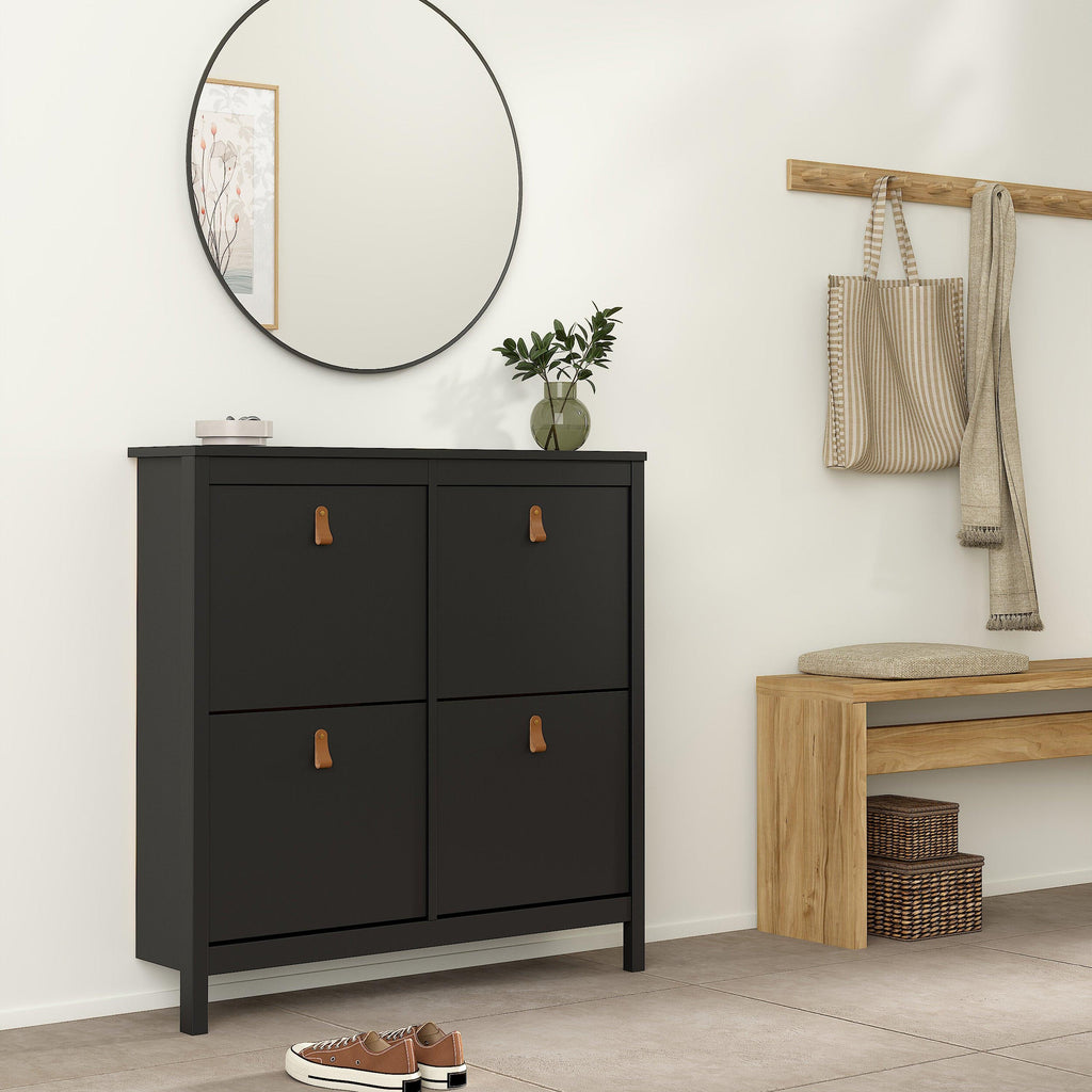 Barcelona Shoe Cabinet 4 Flip Down Doors in Matt Black - image 7
