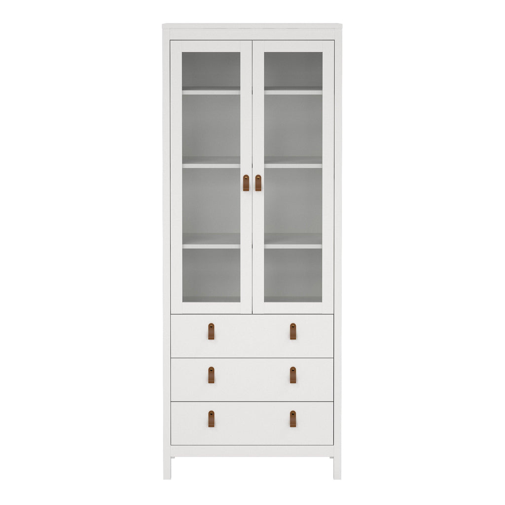 Barcelona China Cabinet 2 Glass Doors with 3 Drawers in White - image 2