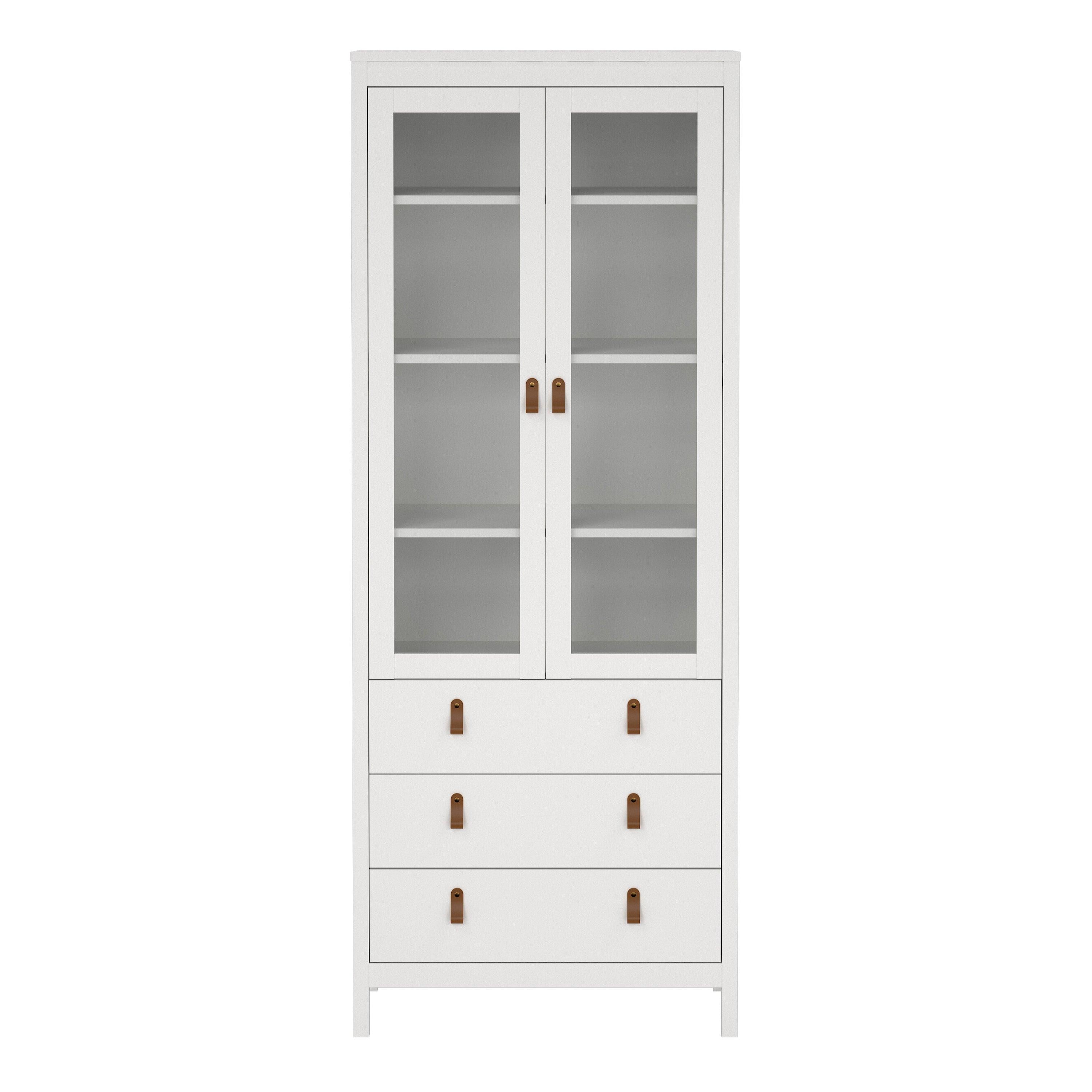Barcelona China Cabinet 2 Glass Doors with 3 Drawers in White - image 2