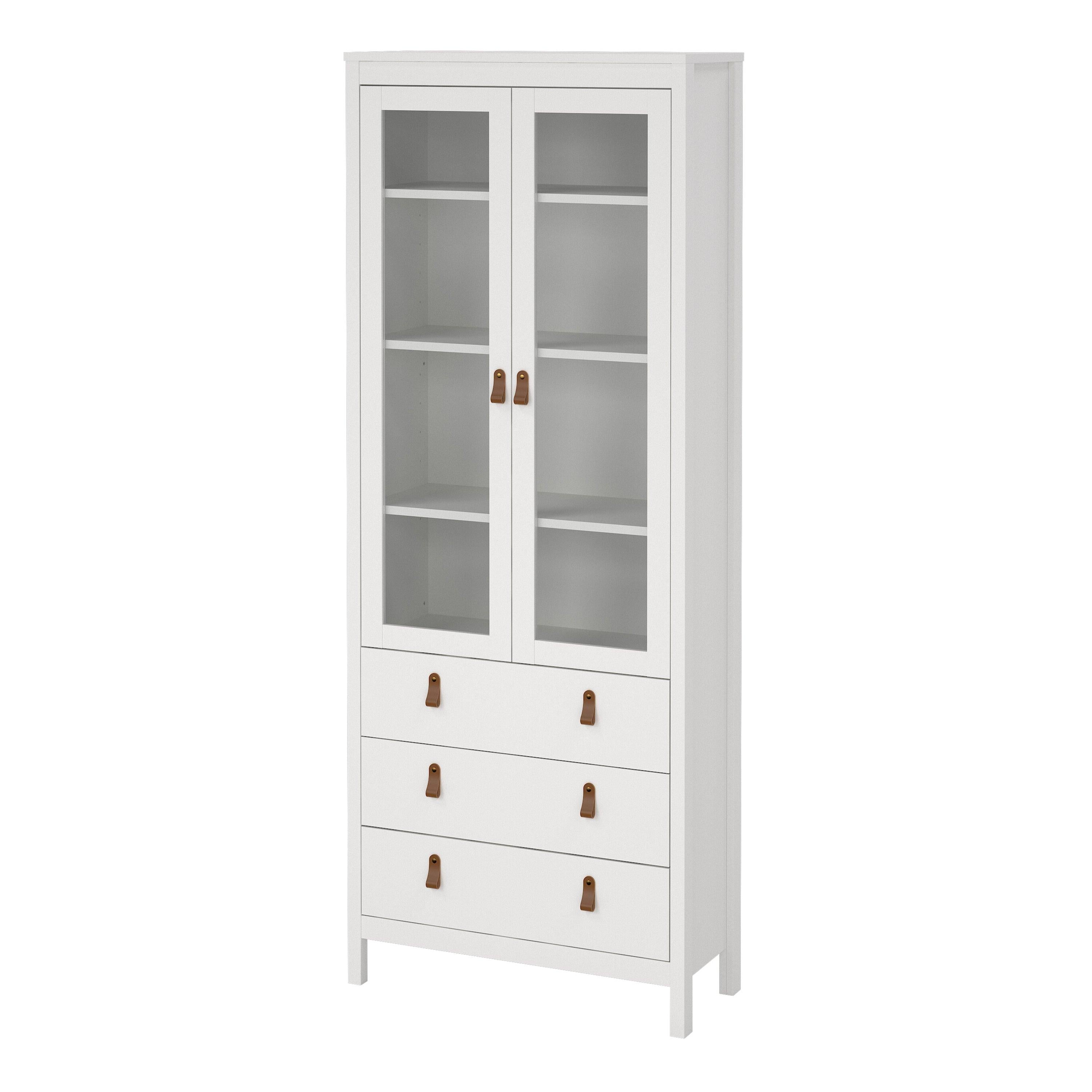 Barcelona China Cabinet 2 Glass Doors with 3 Drawers in White - image 3