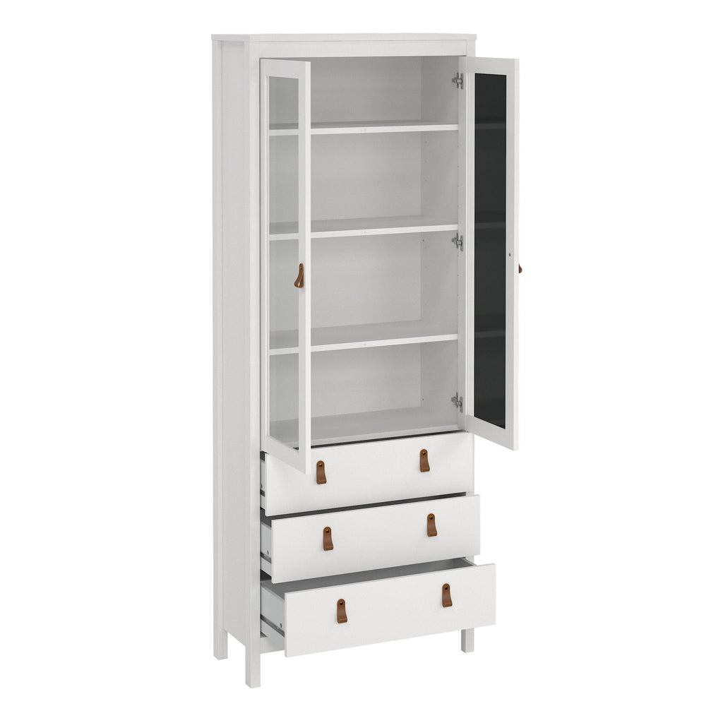 Barcelona China Cabinet 2 Glass Doors with 3 Drawers in White - image 5