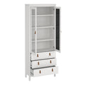 Barcelona China Cabinet 2 Glass Doors with 3 Drawers in White - image 5