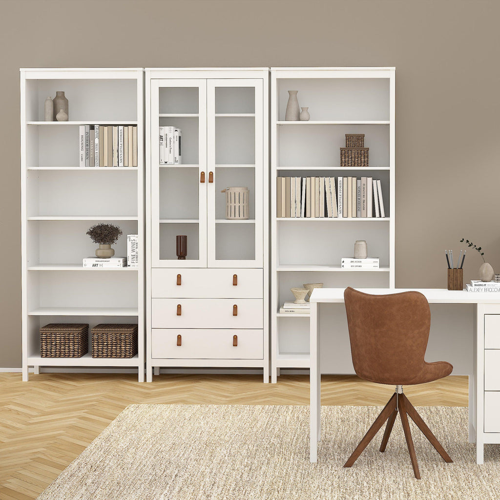 Barcelona China Cabinet 2 Glass Doors with 3 Drawers in White - image 7
