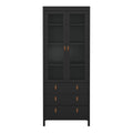 Barcelona China Cabinet 2 Glass Doors with 3 Drawers in Matt Black - image 2